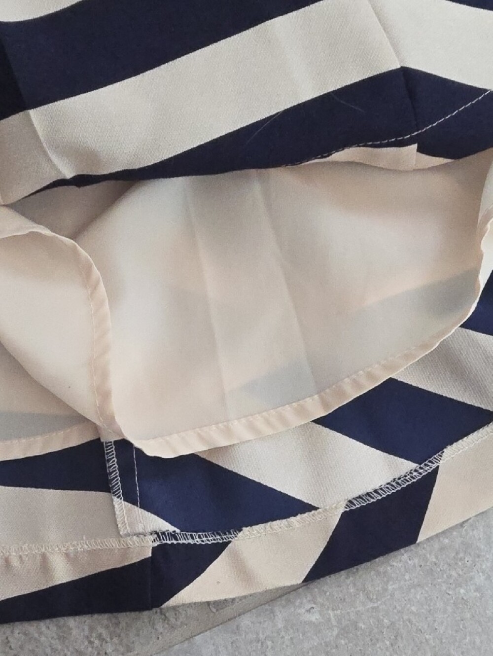 Adelyn Rae Navy and Cream Striped V-Neck Fit-and-Flare Dress - Picture 12 of 12